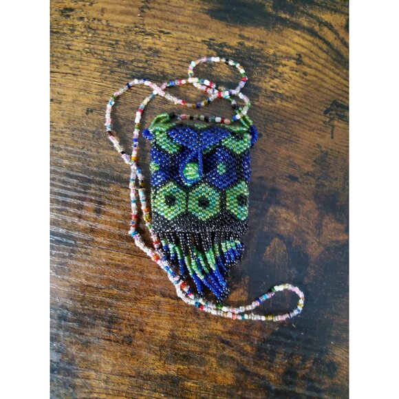 handcrafted multibeaded mini boho bag necklace - Picture 2 of 11